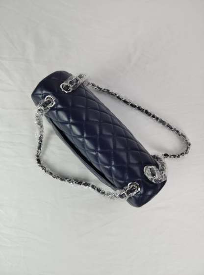 CHL CLASSIC MEDIUM LAMBSKIN FLAP NAVY AND SILVER 25CM