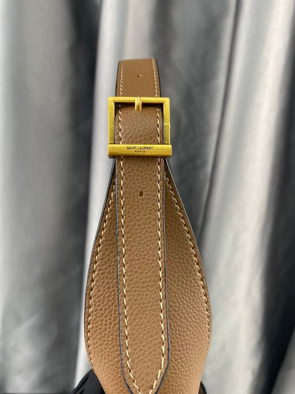 SAINT LAURENT LE 5 A 7 SOFT SMALL HOBO BAG IN SMOOTH LEATHER BROWN