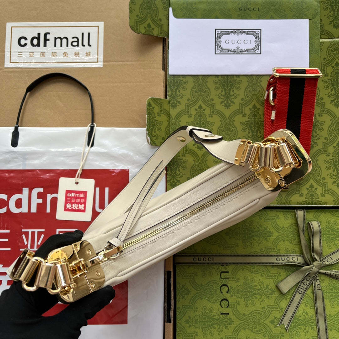 gg Atache Small Shoulder Bag White For Women, Women’s Bags 9in/23cm gg 699409 UXWBG 9109