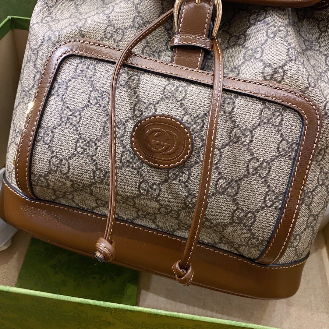 gg Backpack With Interlocking G Brown For Women, Women’s Bags 11.8in/30cm gg ‎