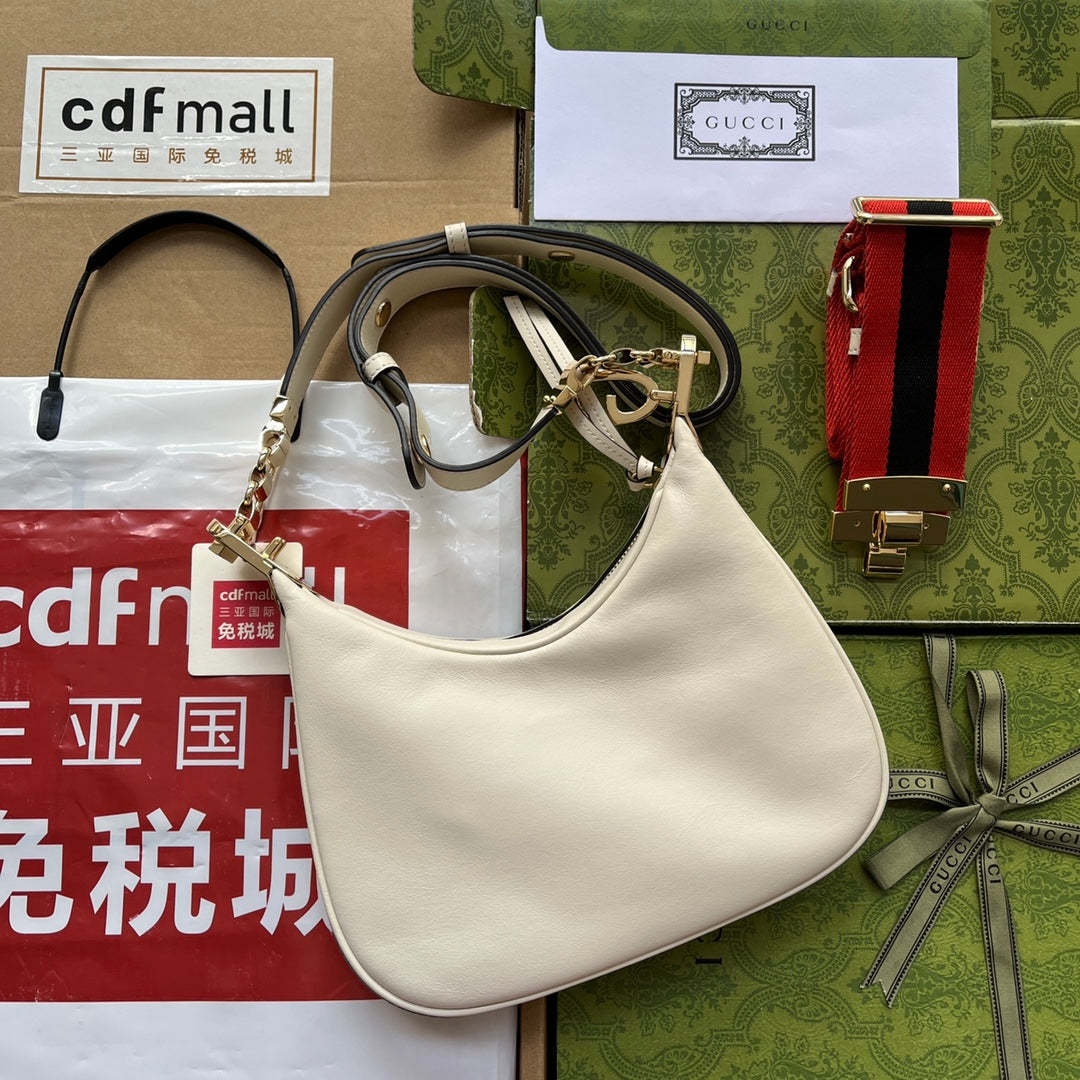 gg Atache Small Shoulder Bag White For Women, Women’s Bags 9in/23cm gg 699409 UXWBG 9109