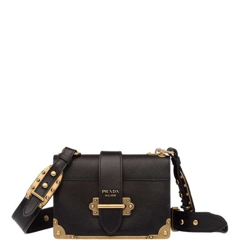 PR CAHIER LEATHER BAG IN BLACK 25CM