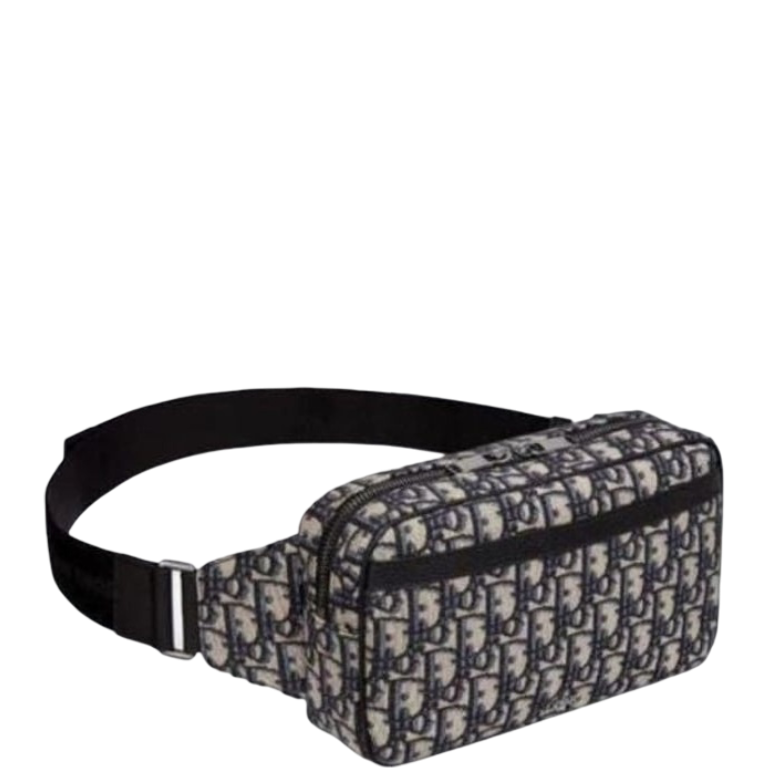 DIR OBLIQUE JACQUARD BLACK AND BEIGE BELT BAG 24CM HIGH QUALITY
