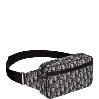 DIR OBLIQUE JACQUARD BLACK AND BEIGE BELT BAG 24CM HIGH QUALITY