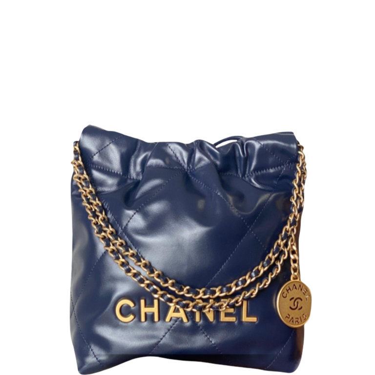 CHL 22 MINI BAG GOLD TONE NAVY BLUE 7.5IN/19CM