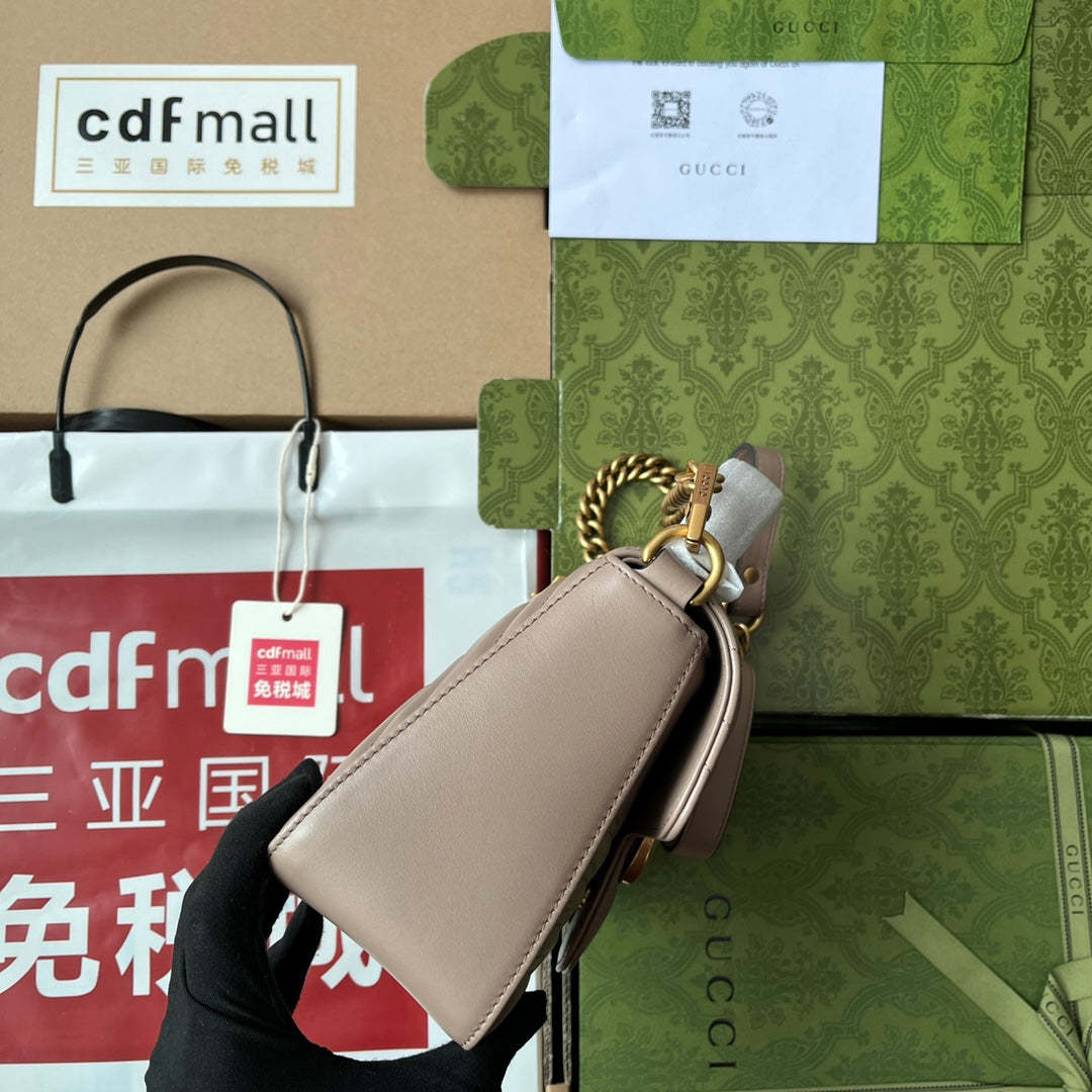 gg Marmont Mini Top Handle Bag Nude For Women, Women’s Bags 8.3in/21cm gg