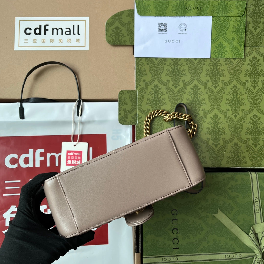 gg Marmont Mini Top Handle Bag Nude For Women, Women’s Bags 8.3in/21cm gg