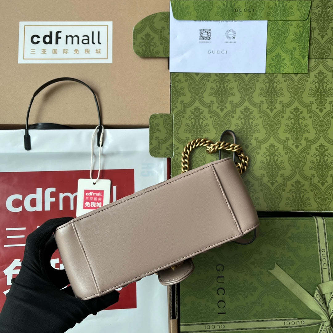 gg Marmont Mini Top Handle Bag Nude For Women, Women’s Bags 8.3in/21cm gg