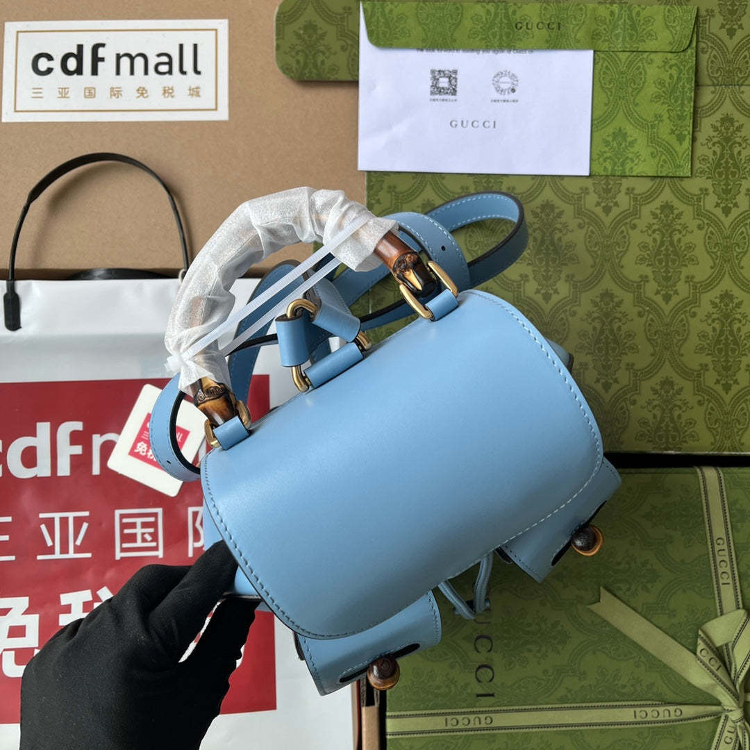 gg Bamboo Small Backpack Blue For Women, Women’s Bags 8.6in/22cm gg ‎‎702101 UZY0T 4338