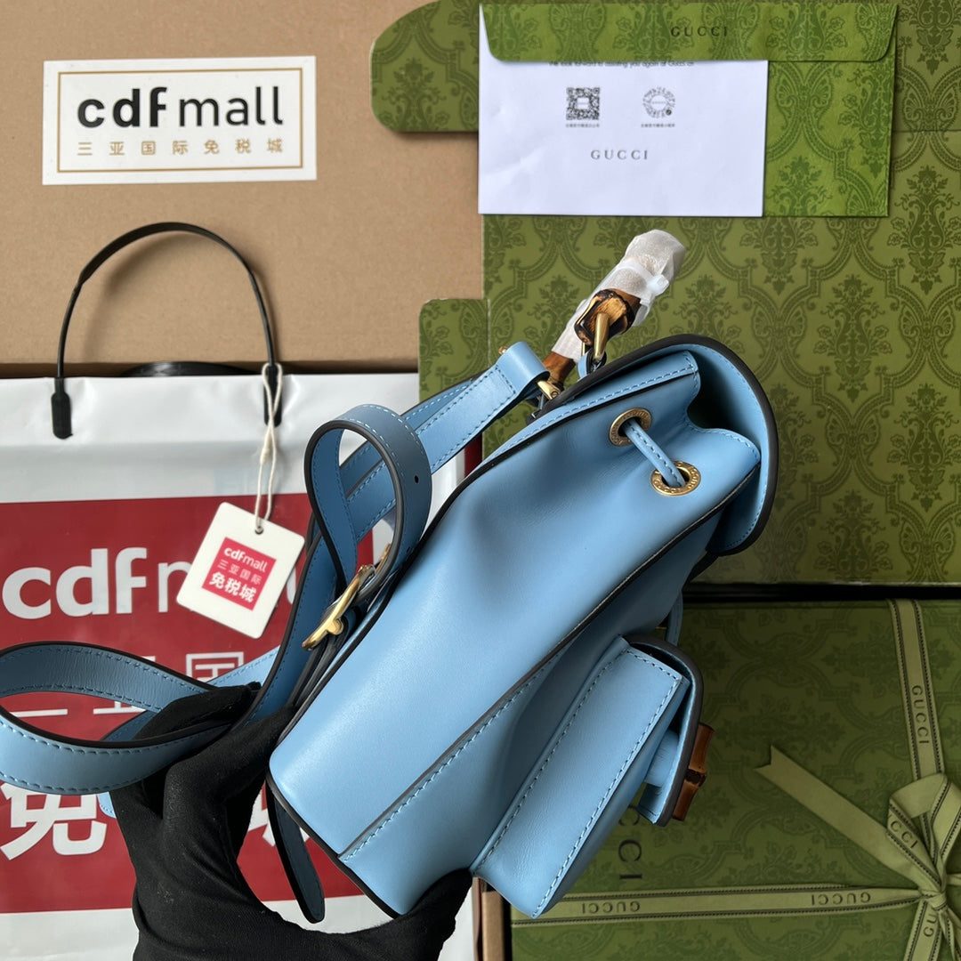 gg Bamboo Small Backpack Blue For Women, Women’s Bags 8.6in/22cm gg ‎‎702101 UZY0T 4338