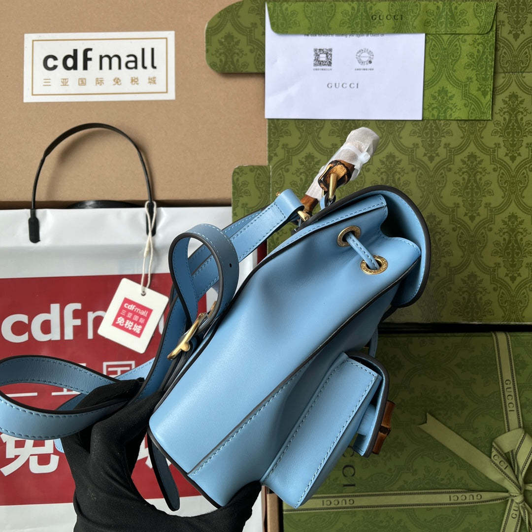 gg Bamboo Small Backpack Blue For Women, Women’s Bags 8.6in/22cm gg ‎‎702101 UZY0T 4338
