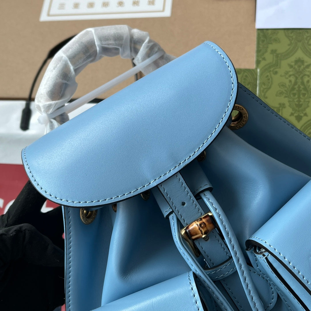 gg Bamboo Small Backpack Blue For Women, Women’s Bags 8.6in/22cm gg ‎‎702101 UZY0T 4338