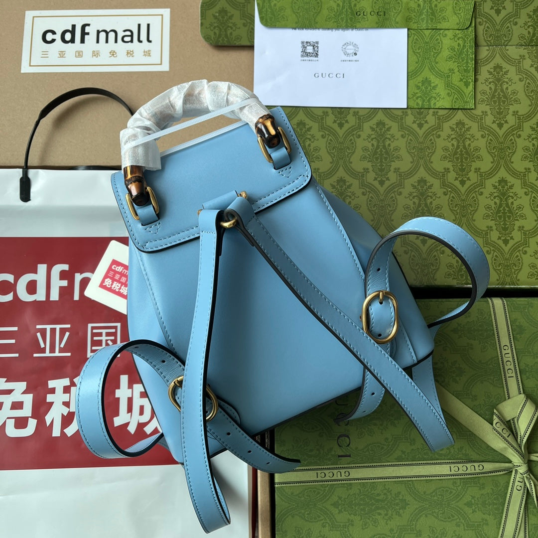 gg Bamboo Small Backpack Blue For Women, Women’s Bags 8.6in/22cm gg ‎‎702101 UZY0T 4338