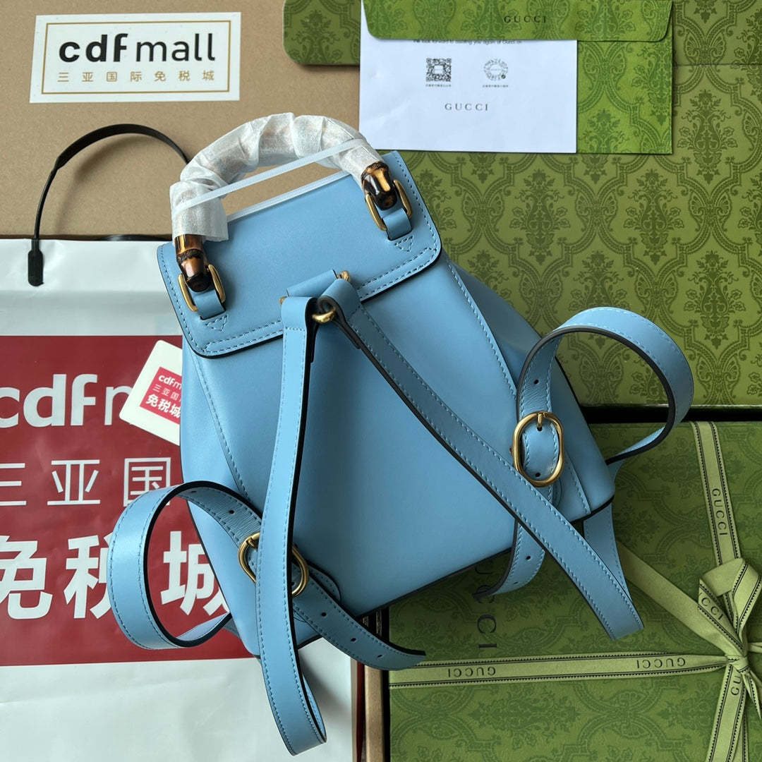 gg Bamboo Small Backpack Blue For Women, Women’s Bags 8.6in/22cm gg ‎‎702101 UZY0T 4338