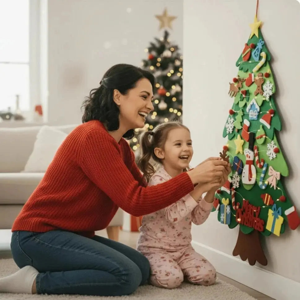 Felt Christmas Tree – 37in – 26 Decoration Pieces + GIFT