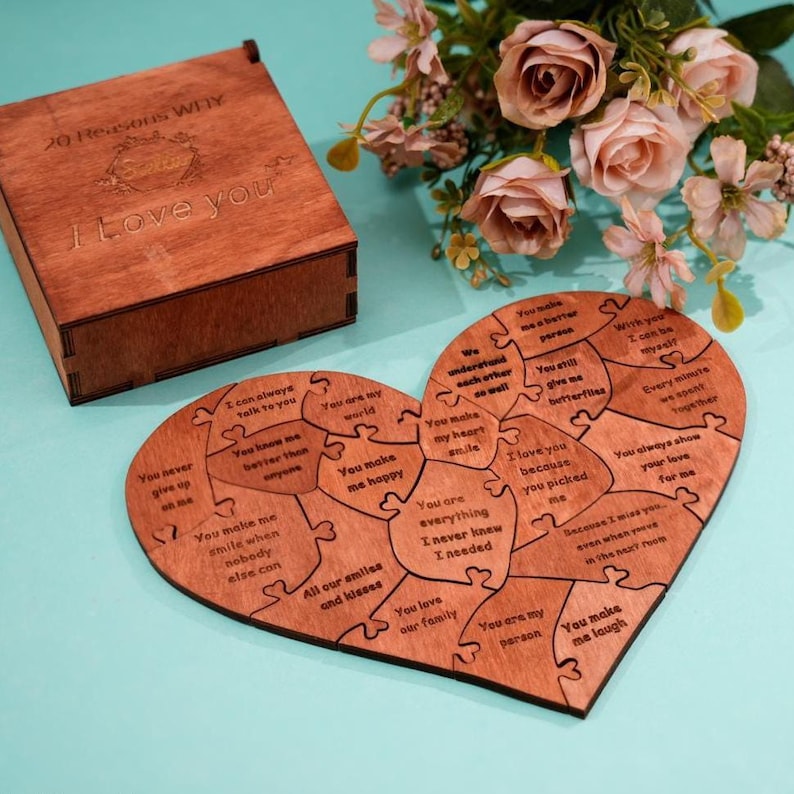 Wooden Puzzle Reasons I Love You Puzzle Gift 