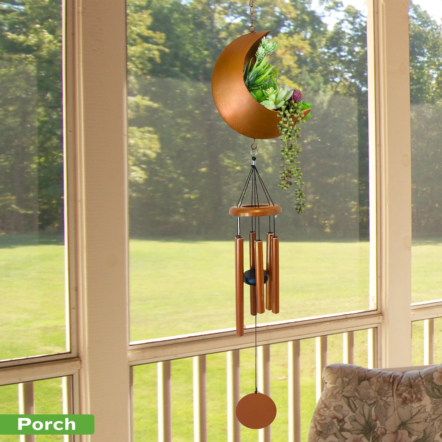 Wind Chimes for Outside, Moon Planter Sympathy Wind Chimes Memorial Wind Chime