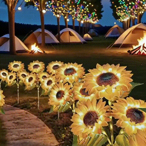Outdoor solar-powered sunflower flower lamp, decorative ground-mounted street light