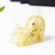 Crystal Resin Stretch Cat Gemstone Ornament