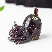 Crystal Resin Stretch Cat Gemstone Ornament