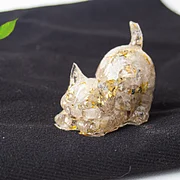 Crystal Resin Stretch Cat Gemstone Ornament