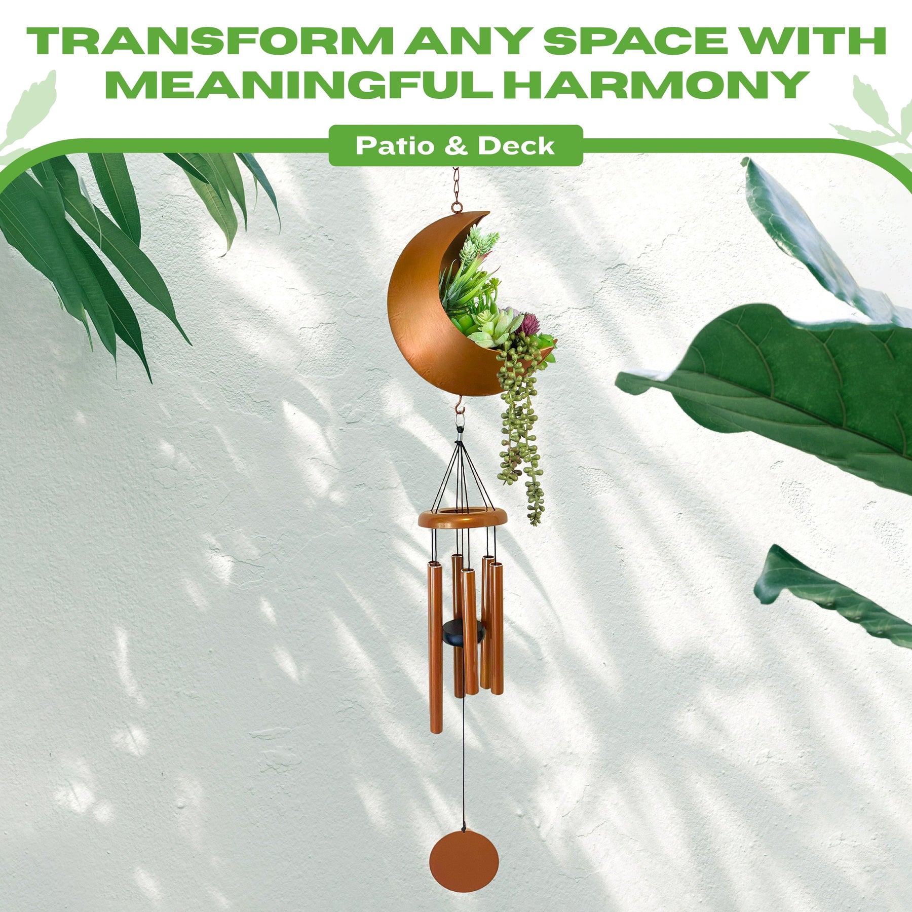 Wind Chimes for Outside, Moon Planter Sympathy Wind Chimes Memorial Wind Chime