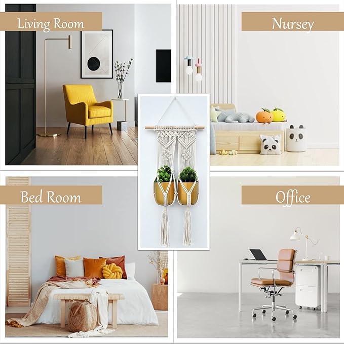 Bohemian style hand-woven cotton and linen flower pot mesh bag