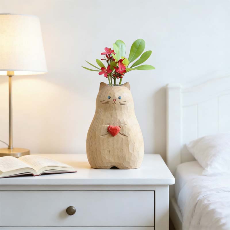 🐱Chonky Cat Vase with Heart❤️