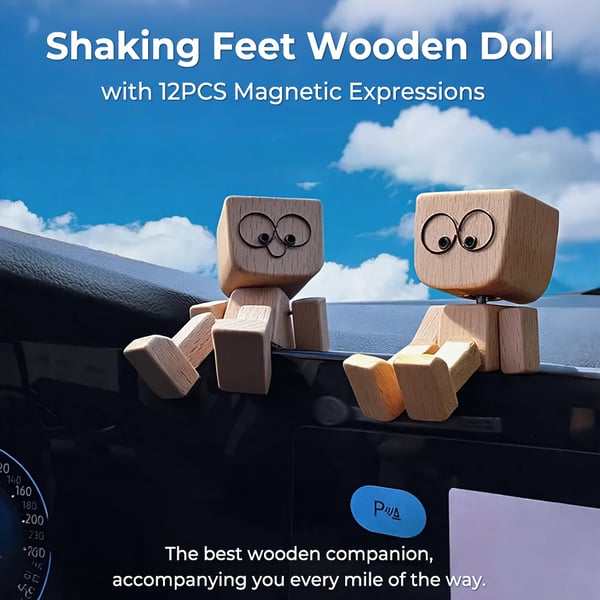 🔥A charming little wooden puppet that can rock and comes with 12 magnetic expressions.