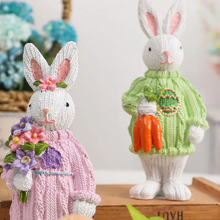 Cute Resin Easter Bunny Tabletop Decoration