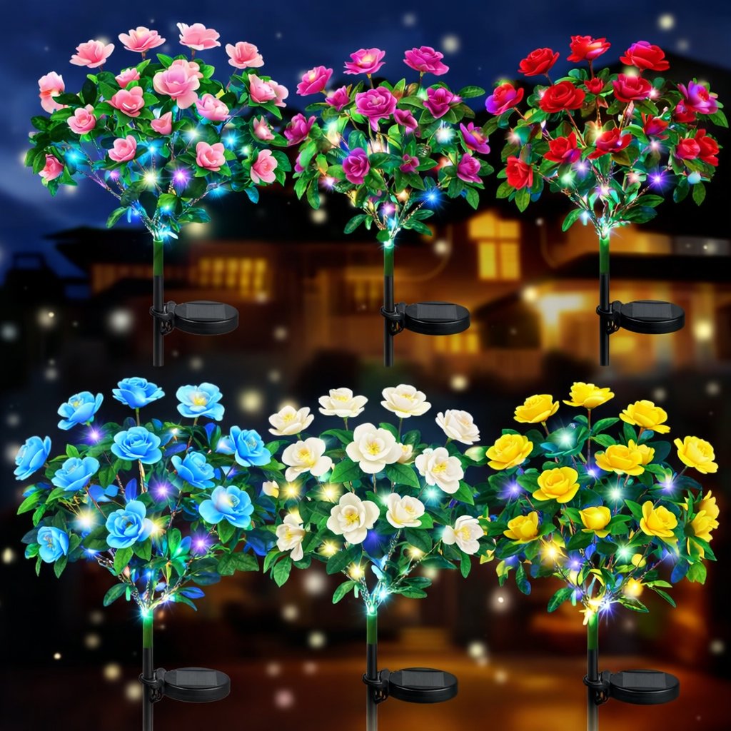 🌸✨ EverGlow Memorial Garden Bloom Lights – Featuring Ultra-Realistic Artificial Petals, Solar-Powered & Weatherproof🏡🌪️