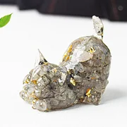 Crystal Resin Stretch Cat Gemstone Ornament