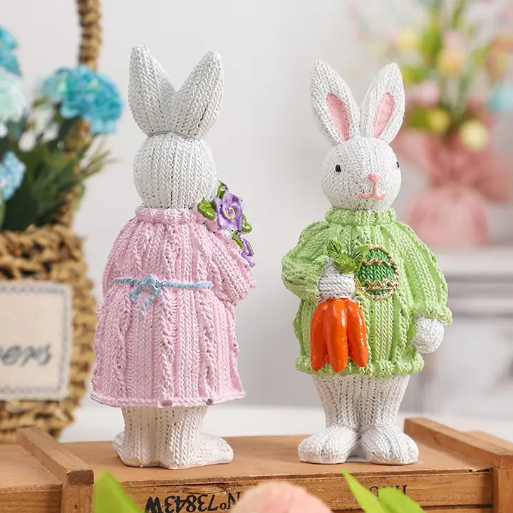 Cute Resin Easter Bunny Tabletop Decoration