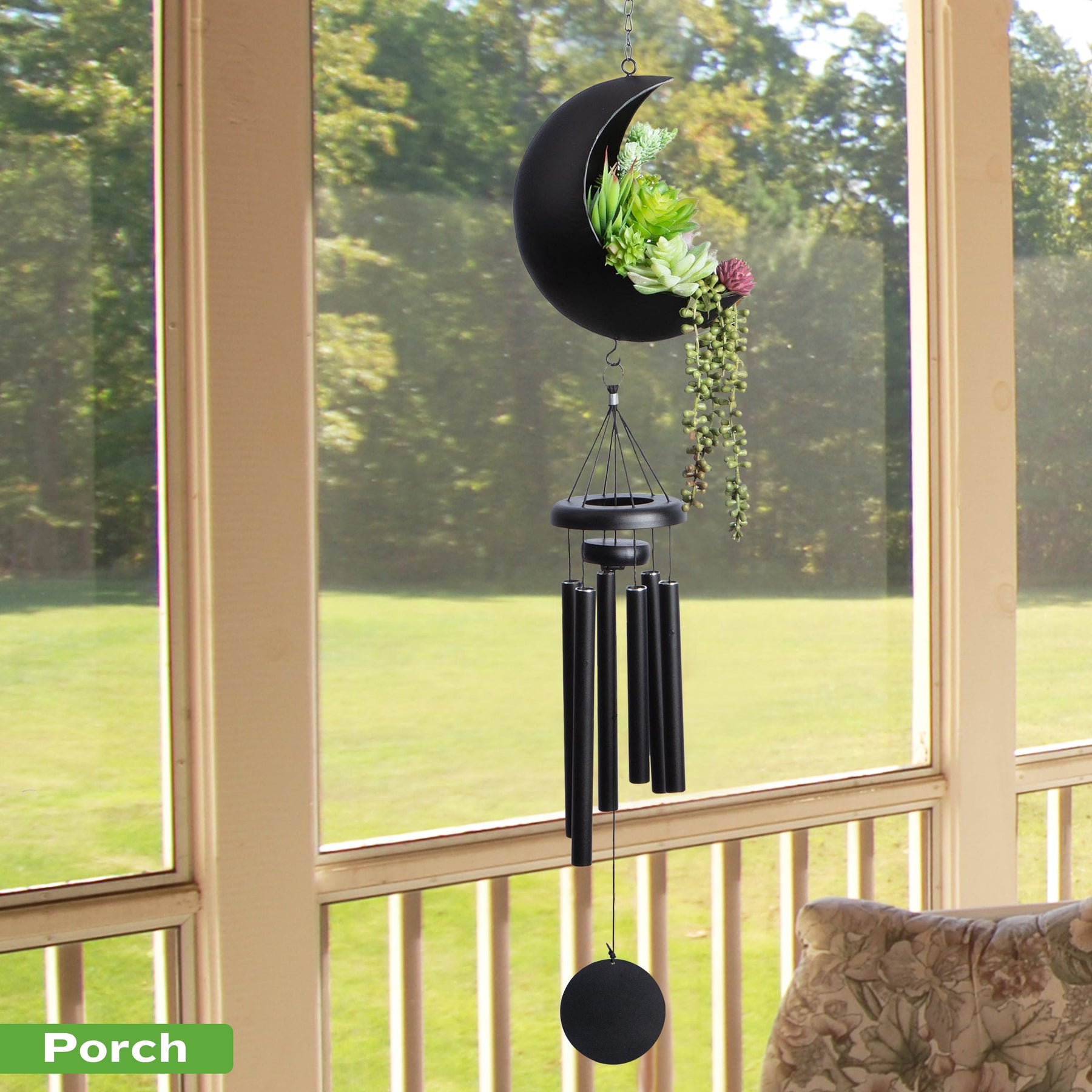 Wind Chimes for Outside, Moon Planter Sympathy Wind Chimes Memorial Wind Chime
