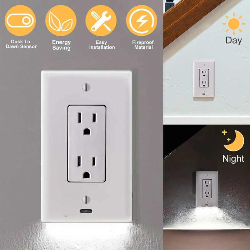 Outlet Cover with Integrated LED Night Light