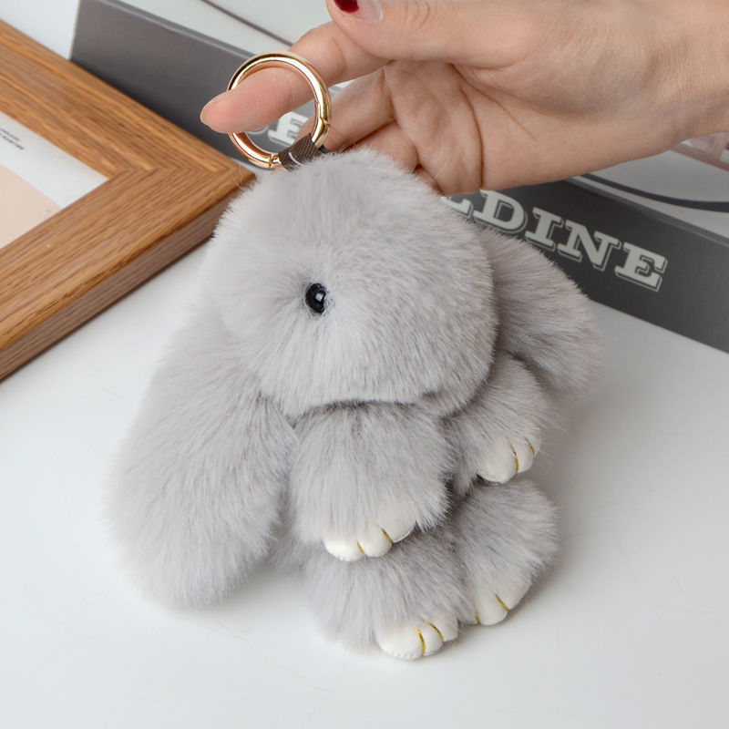 Handcrafted Soft Bunny Charm: Adorable Plush Rabbit Toy Keychain