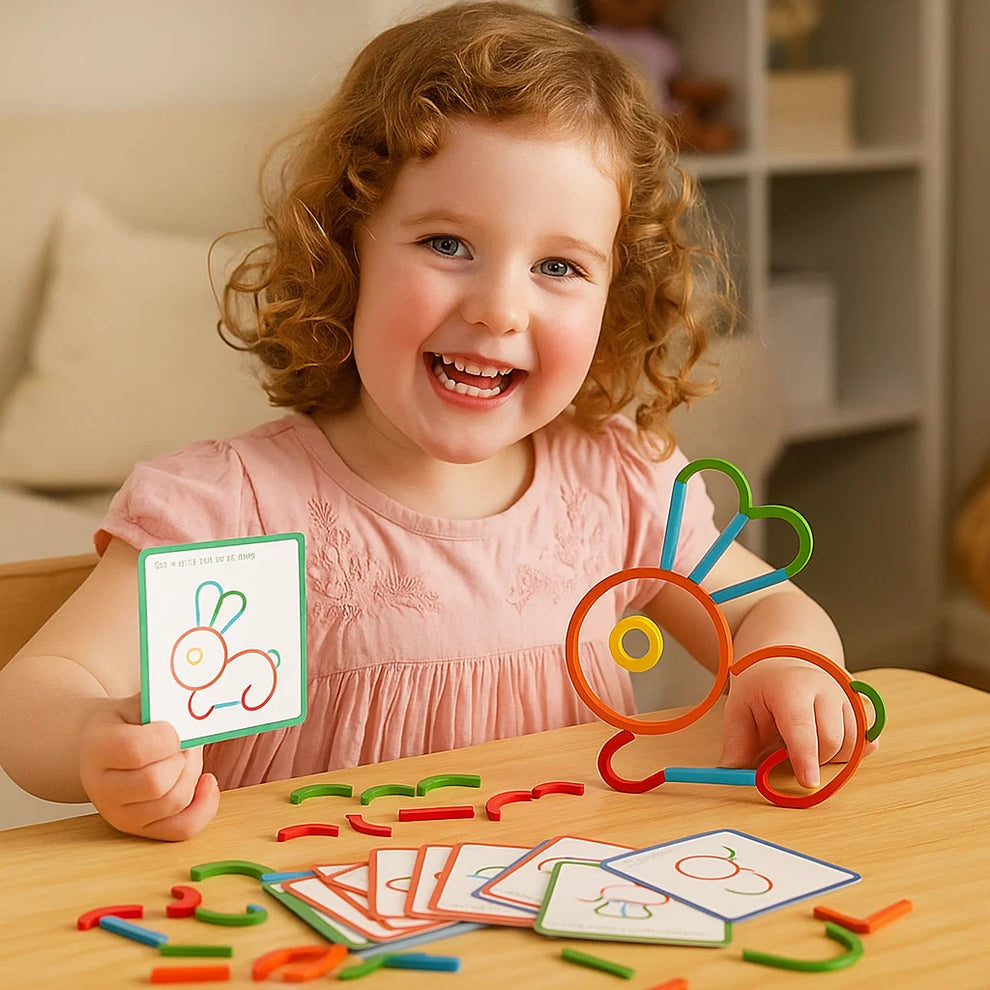 Educational Montessori Sticks and Rings Puzzle Blocks