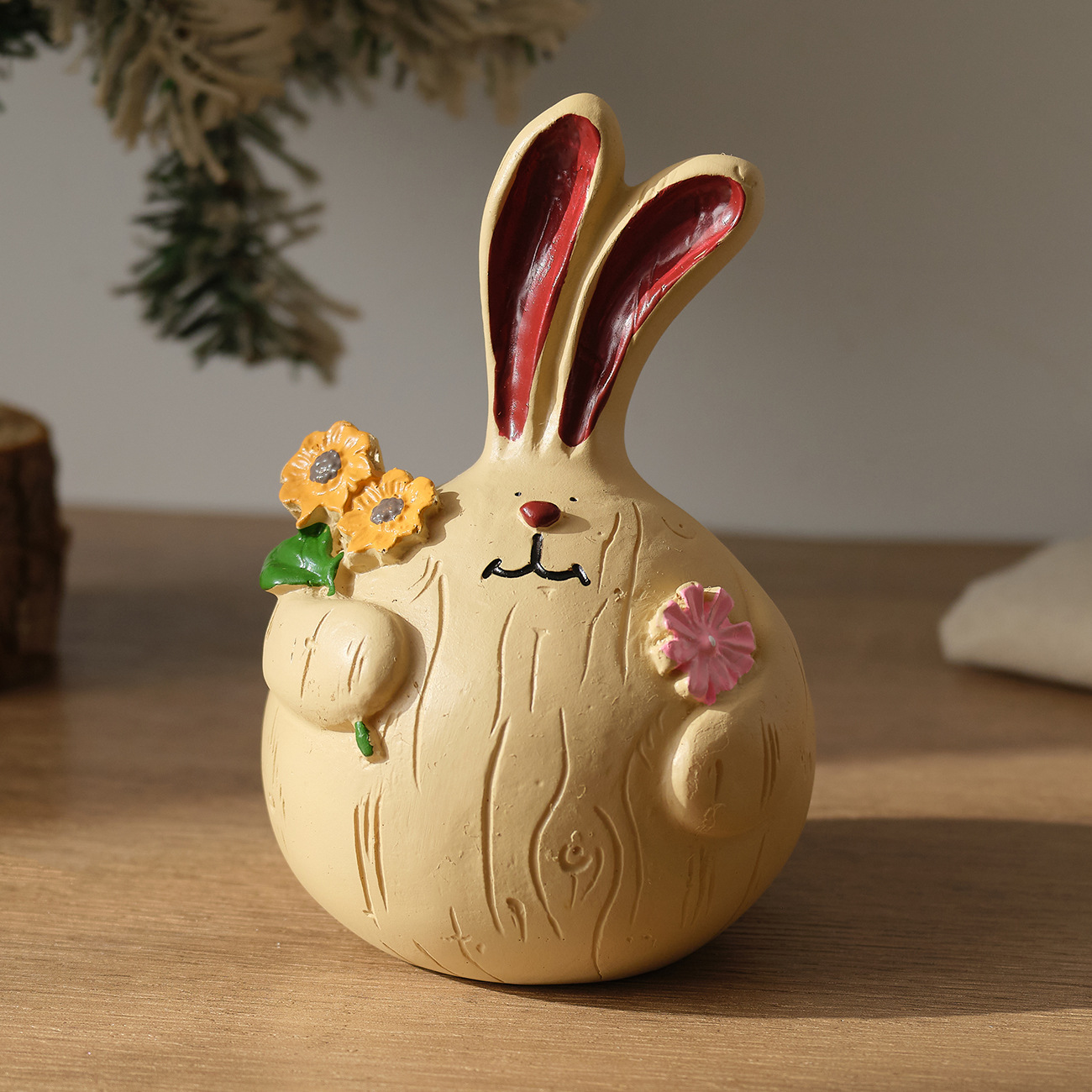 2 Pcs - Hand Painted Bunny Figurine