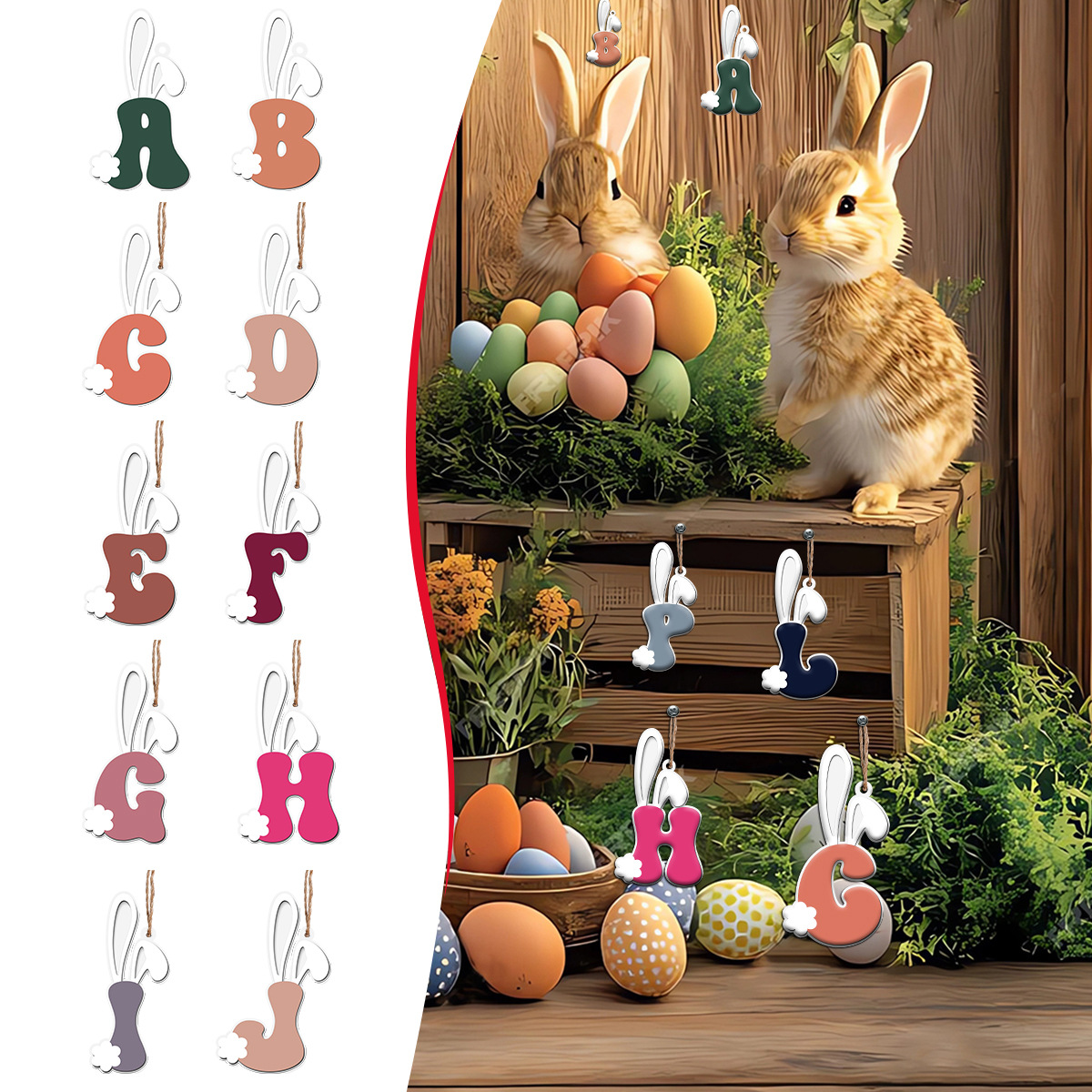 Bunny Letter Easter Basket Tag