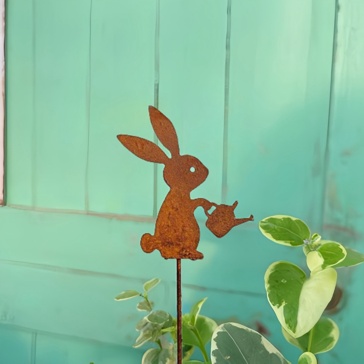 Rustic Metal Rabbit Garden Stakes - Set of 3 Easter Yard Art