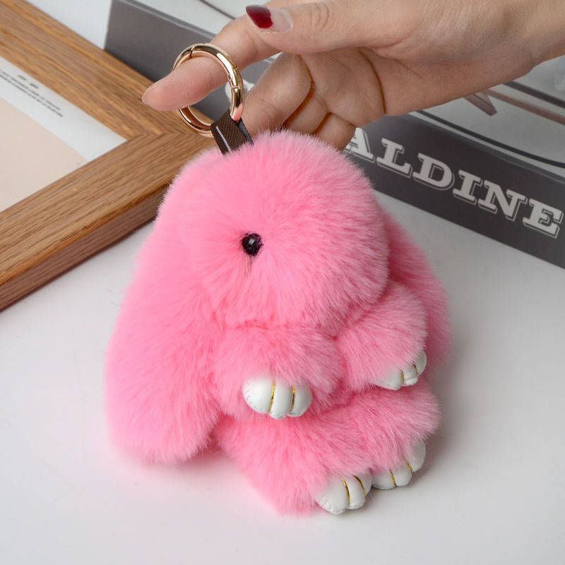 Handcrafted Soft Bunny Charm: Adorable Plush Rabbit Toy Keychain