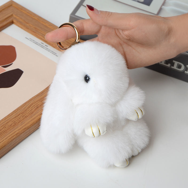 Handcrafted Soft Bunny Charm: Adorable Plush Rabbit Toy Keychain