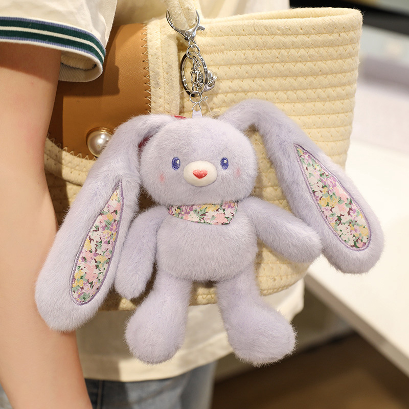 Stretchable Plush Bunny Keychain and Fillable Jumbo Easter Egg Set 