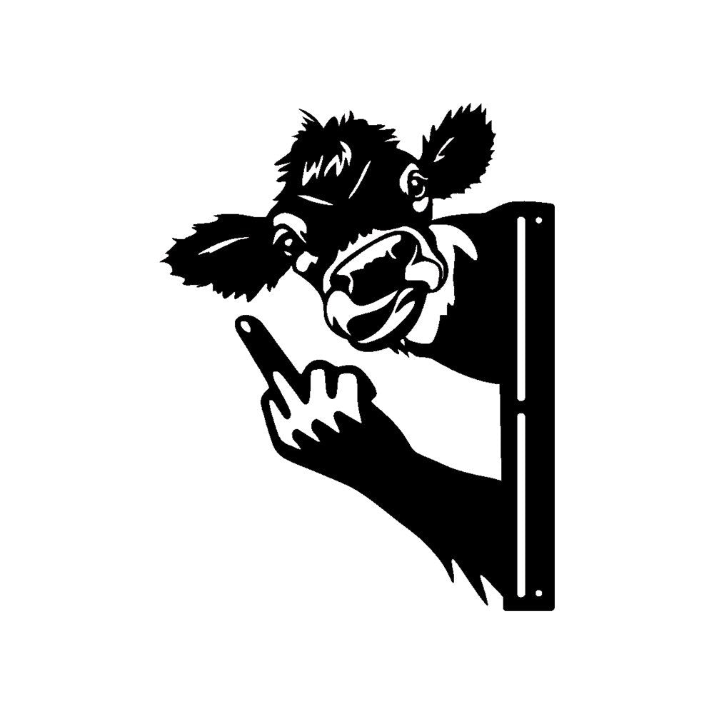 Peeping Middle Finger Animal Metal Sign - Yard Art Decor