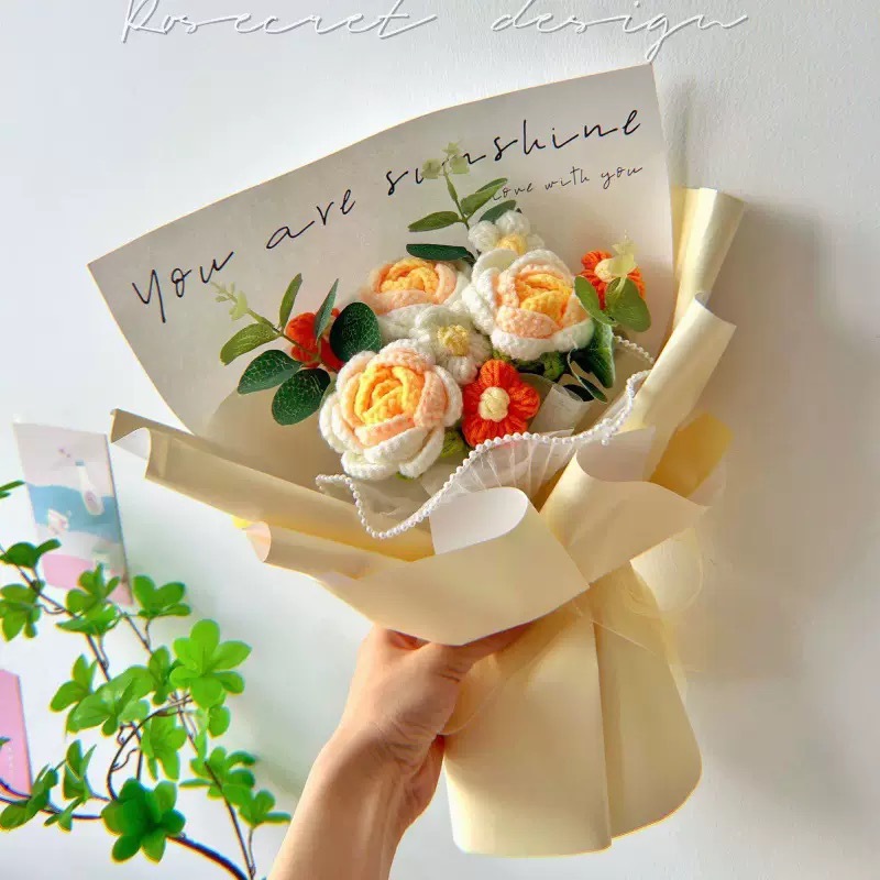 Handmade Crochet Sunflower Bouquet Arrangement