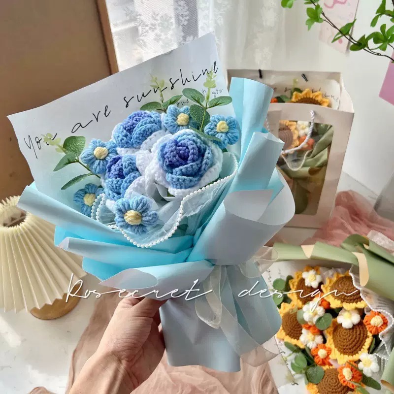 Handmade Crochet Sunflower Bouquet Arrangement