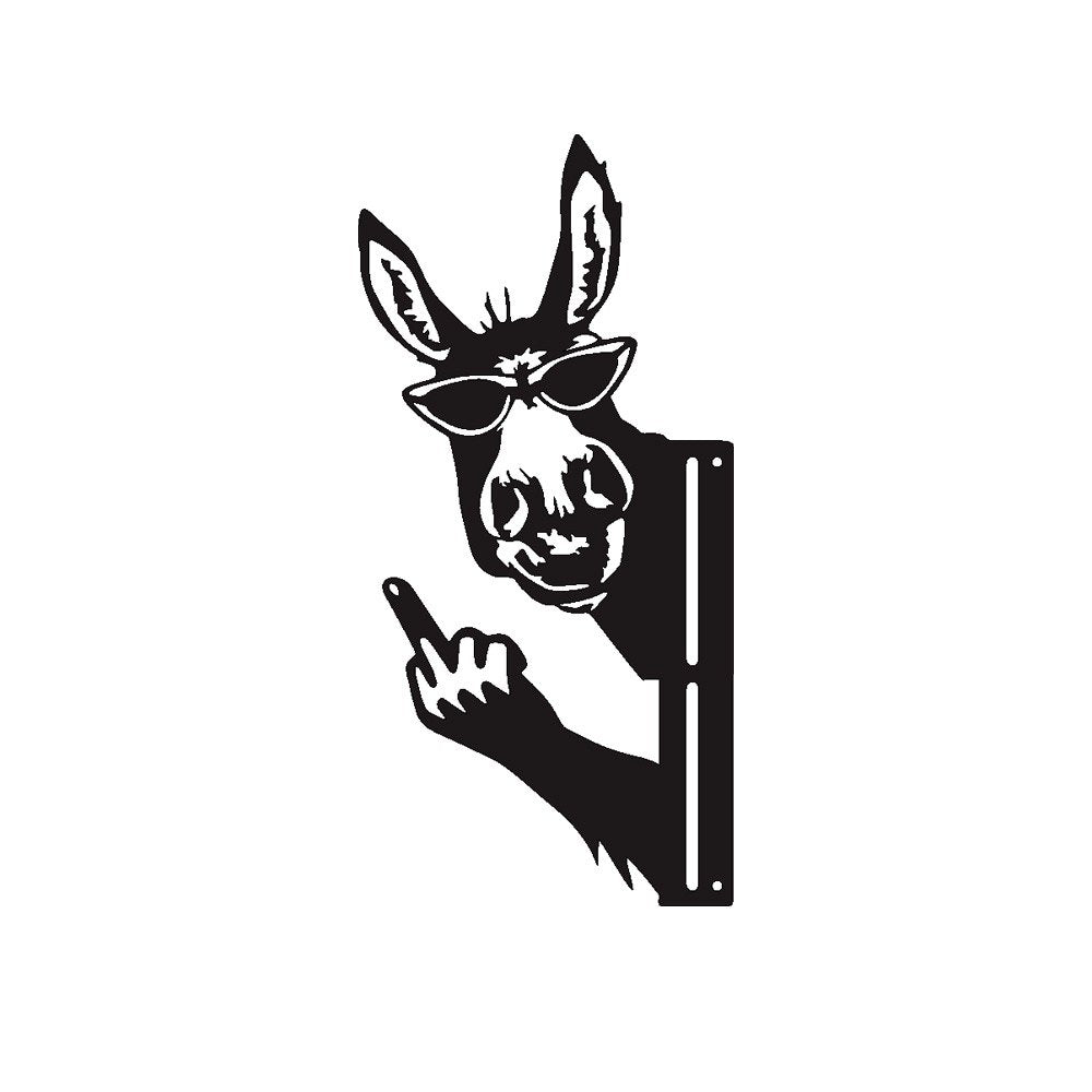 Peeping Middle Finger Animal Metal Sign - Yard Art Decor