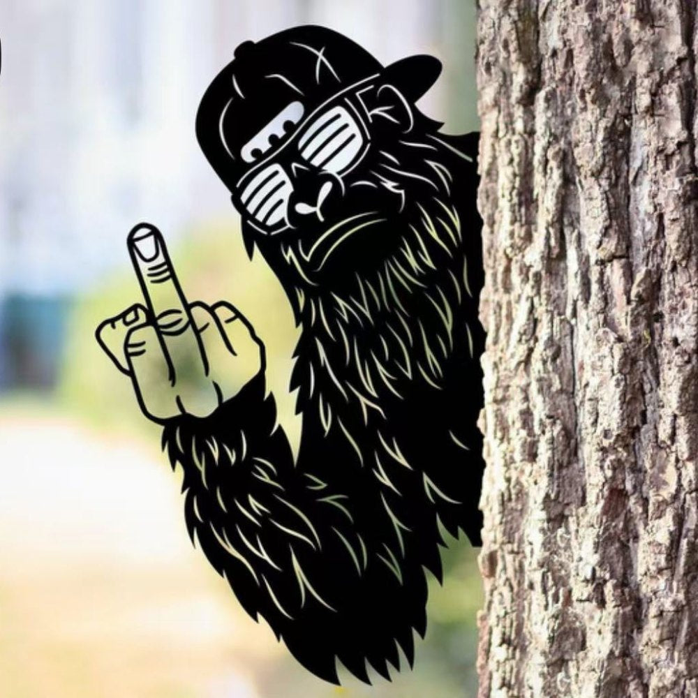 Peeping Middle Finger Animal Metal Sign - Yard Art Decor