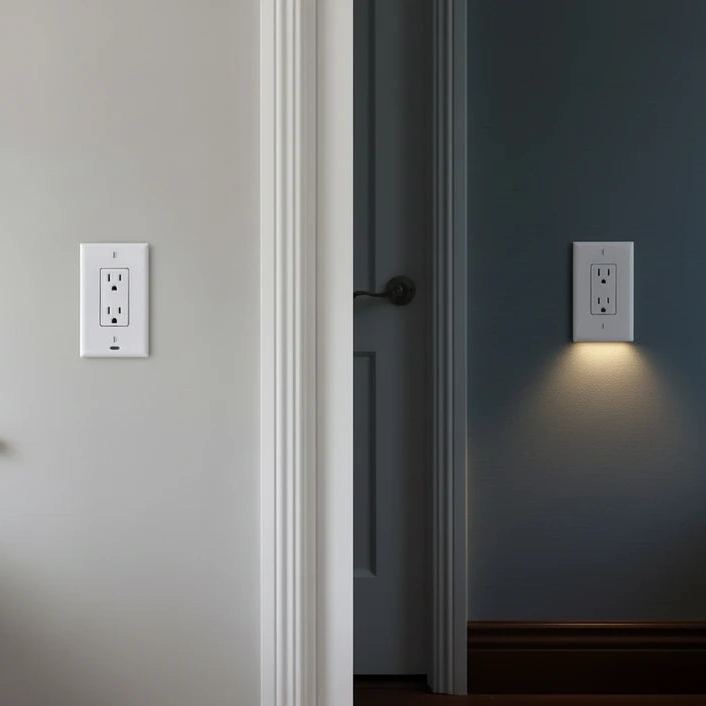 Outlet Cover with Integrated LED Night Light
