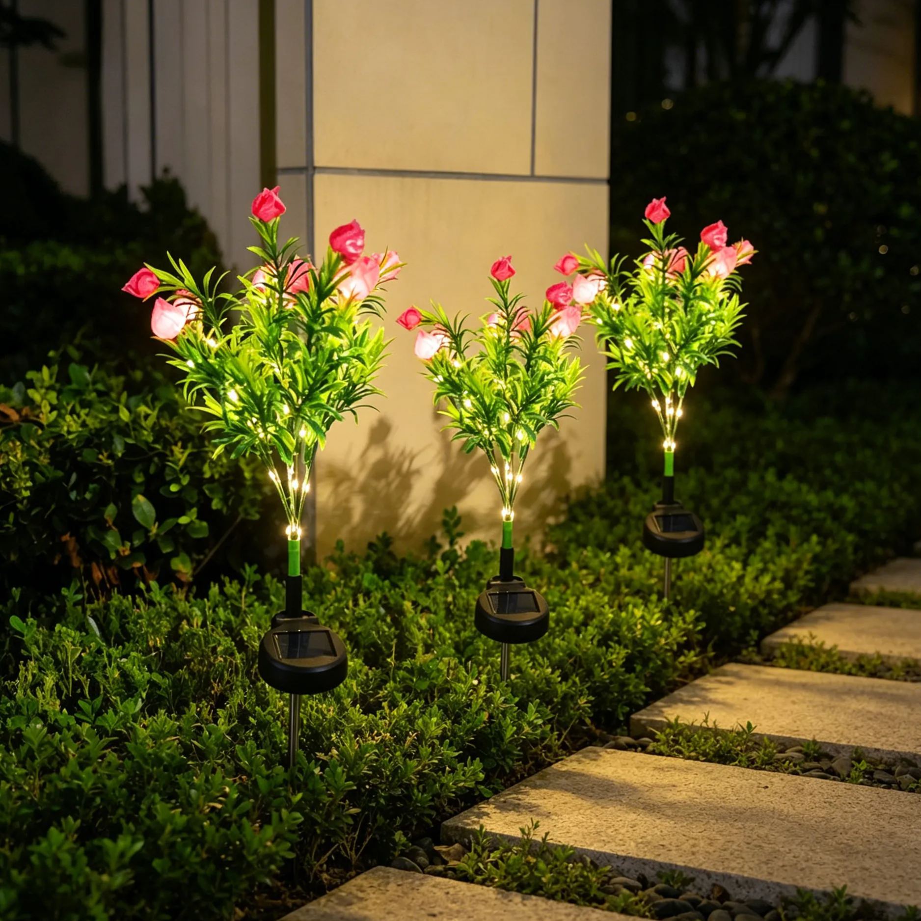 4 Pack Solar Garden Light with Bigger Lily Flowers